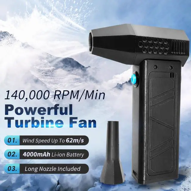Alt view image 5 of 7 - High Speed Turbo Fan, Brushless Electric Air Blower, Portable Turbo Jet Fan Air Duster for PC Cleaning, Electronics, Car and Outdoor Use White and blue