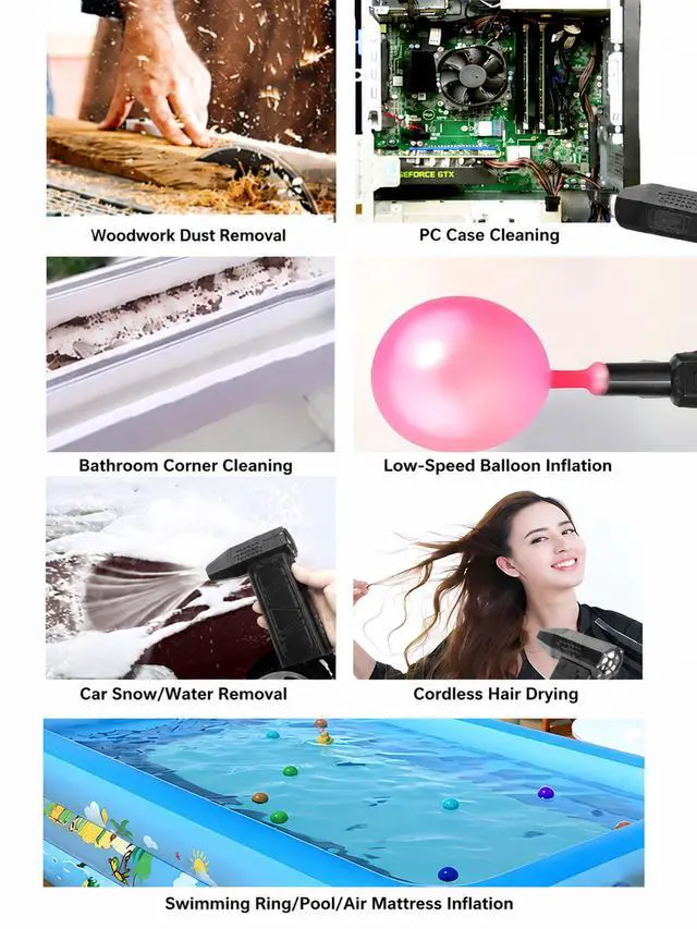 Alt view image 6 of 7 - High Speed Turbo Fan, Brushless Electric Air Blower, Portable Turbo Jet Fan Air Duster for PC Cleaning, Electronics, Car and Outdoor Use White and blue