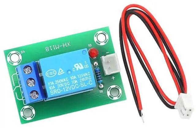 Main image of XH-M118 Single Channel Relay Module 5V/12V/24V DC, 10A SPDT Output with Optocoupler Isolation, Compatible with Arduino, Raspberry Pi, PLC Includes Wiring Harness