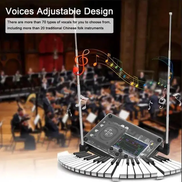 Alt view image 3 of 6 - Mini Theremin Musical Electronic Creative Instrument with OLED Screen, Vintage Multi-Voice Synthesizer Toy for Music Lovers & STEM Learning
