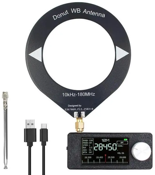 Main image of SI4732 Portable Shortwave Radio Receiver, Pocket-Size AM FM SSB LSB USB Multi-Band Radio 10kHz-180MHz, HF SW MW VHF Full Band Scanner with Loop Antenna and Digital Display(Black)