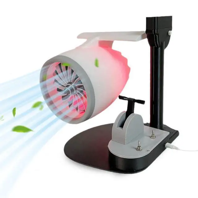 Alt view image 3 of 6 - Jet Engine Desk Fan, Mini Turbo Fan with Mist Spray Humidifier and RGB Flame Light Effect, USB Creative Cooling Fan for Office Gaming Desk