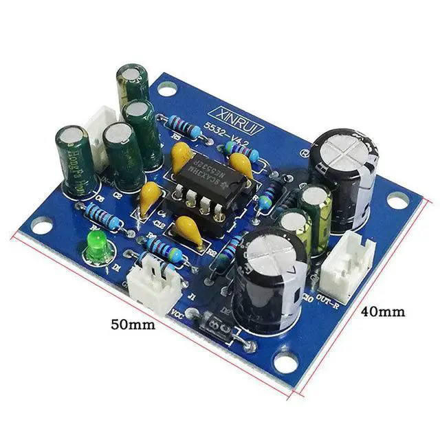 Alt view image 2 of 5 - NE5532 HiFi Stereo Preamplifier Board, Replaceable Op Amp Audio Preamp Module, Single DC 9V-24V Power Supply, Dual Channel Preamp for DIY Headphone Amp and Audio Mixer