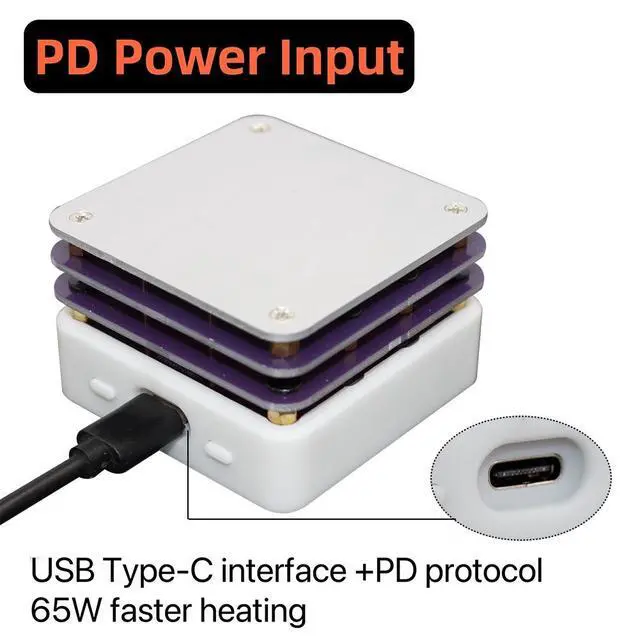 Alt view image 3 of 7 - 65W PD Mini Soldering Hot Plate, USB Type-C Temperature Controlled Preheater with LED Display, Reflow Soldering Heating Plate for PCB Repair and Electronics DIY