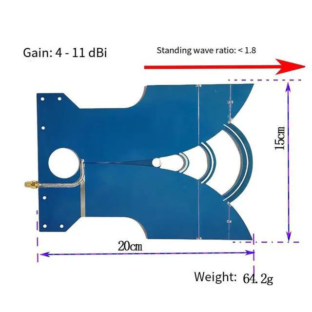 Alt view image 2 of 6 - High Gain UWB Antenna - TEM Horn 420MHz-10GHz Ultra-Wideband Antenna for Video Transmission