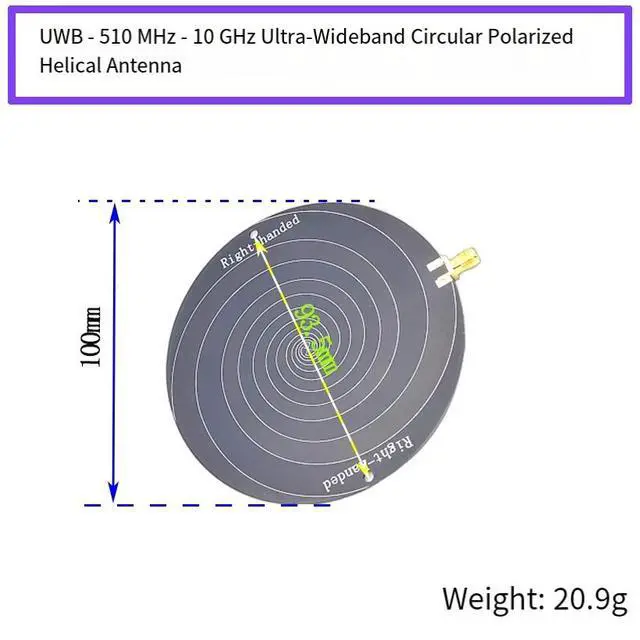 Alt view image 4 of 6 - High-Frequency RFID 0.5110GHz Ultra-Wideband Circularly Polarized Antenna Equiangular Spiral Antenna, Left-Hand / Right-Hand Circular Polarization