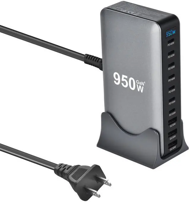 Alt view image 2 of 6 - 950W GaN PD Charger, 10-Port Multi-Function Power Adapter, High Power Fast Charging Station with USB C PD Ports for Laptop, Phone and Multiple Devices