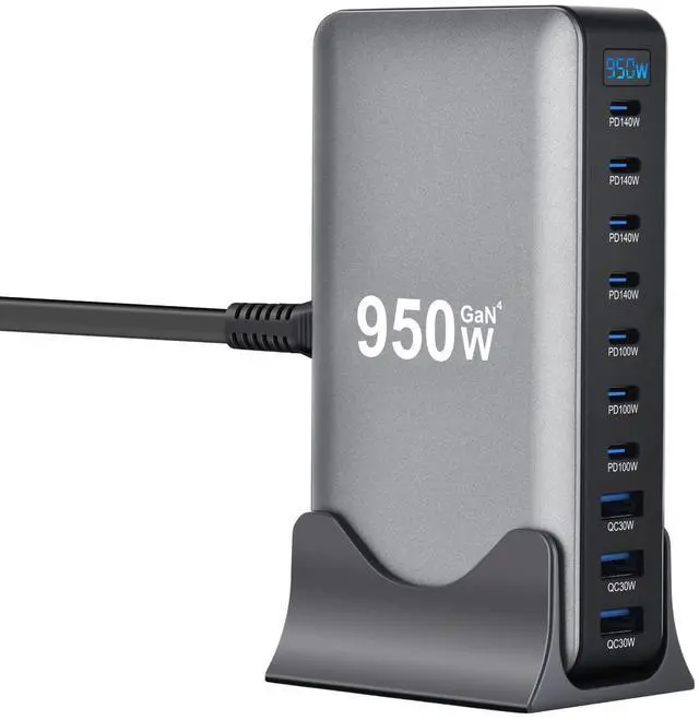 Main image of 950W GaN PD Charger, 10-Port Multi-Function Power Adapter, High Power Fast Charging Station with USB C PD Ports for Laptop, Phone and Multiple Devices