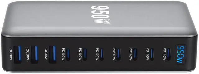 Alt view image 4 of 6 - 950W GaN PD Charger, 10-Port Multi-Function Power Adapter, High Power Fast Charging Station with USB C PD Ports for Laptop, Phone and Multiple Devices