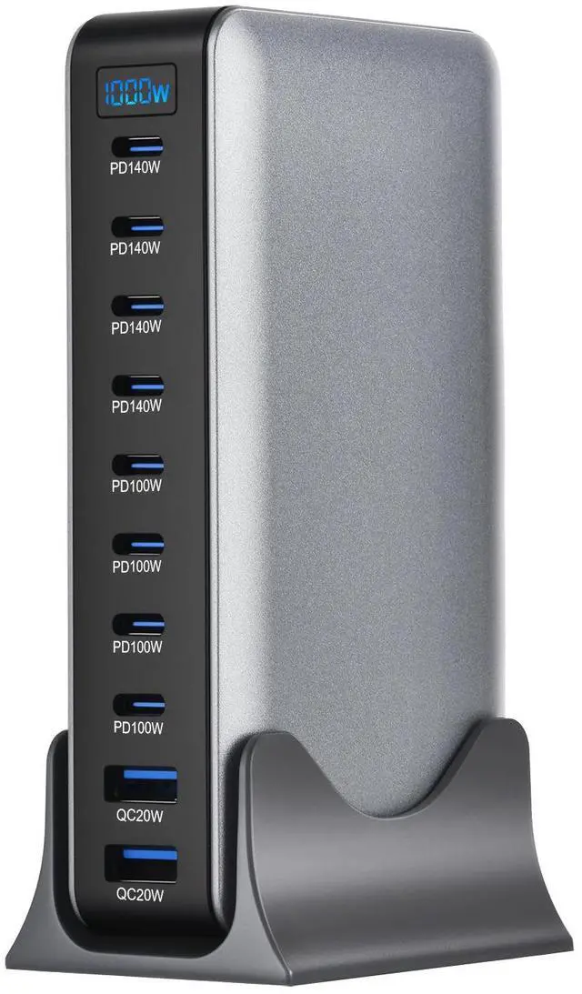 Alt view image 6 of 6 - 950W GaN PD Charger, 10-Port Multi-Function Power Adapter, High Power Fast Charging Station with USB C PD Ports for Laptop, Phone and Multiple Devices