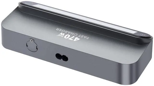 Alt view image 3 of 7 - 470W GaN PD Desktop Charger with Retractable Cable, 470W Digital Display Fast Charger, USB C Power Adapter with LED Screen for Laptop, Phone and Multiple Devices