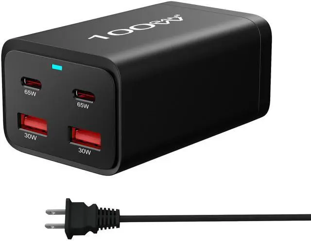 Main image of 100W GaN PD Charger, 2A2C Desktop Charger, 100W Multi-Function Power Adapter with USB C Fast Charging for Laptop, Phone and Multiple Devices