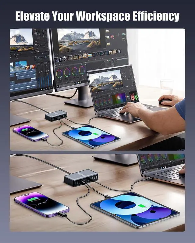 Alt view image 5 of 7 - 1000W USB C Charger Block,10-Port USB C Charging Station GaN IV Travel Essentials Multiple Port Charging Station,140W Laptop Fast Charger Adapter for MacBook Pro/Air,DELL,iPad,iPhone,Samsung Galaxy