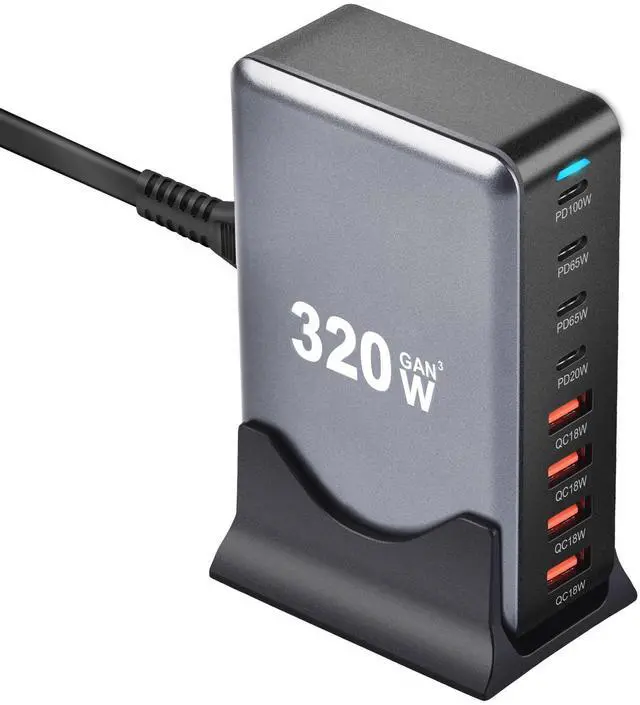 Main image of 320W USB C Charger Block, Multi-port Fast USB Charging Station Dual PD 100W GaN Charging Station For Multiple Devices, Laptop Charger Adapter Compatible with MacBook, DELL, iPad, iPhone, Samsung etc