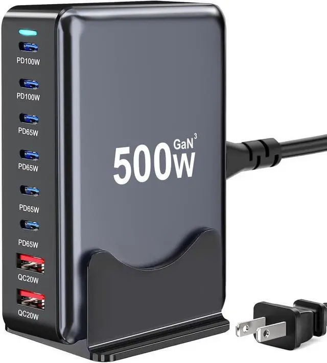 Main image of 500W USB C Charger Block, Multi-port Fast USB Charging Station Dual PD 100W GaN Charging Station For Multiple Devices, Laptop Charger Adapter Compatible with MacBook, DELL, iPad, iPhone, Samsung etc