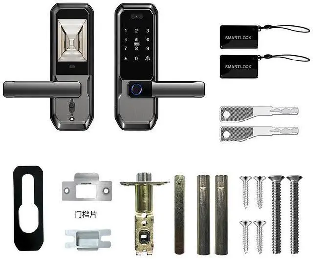 Alt view image 5 of 7 - 3D Face Recognition Smart Door Lock with Visual Peephole & One-Touch Handle-WiFi Smart Door Lock, Camera Doorbell, Fingerprint