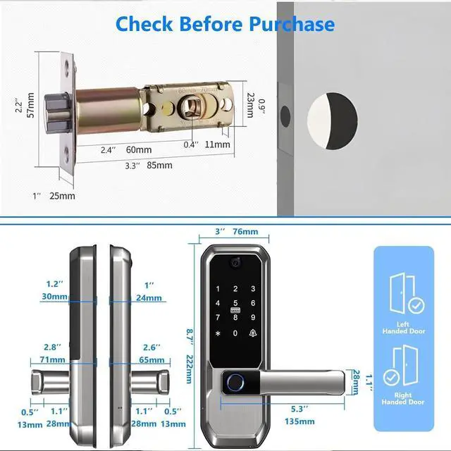 Alt view image 2 of 7 - 3D Face Recognition Smart Door Lock with Visual Peephole & One-Touch Handle-WiFi Smart Door Lock, Camera Doorbell, Fingerprint