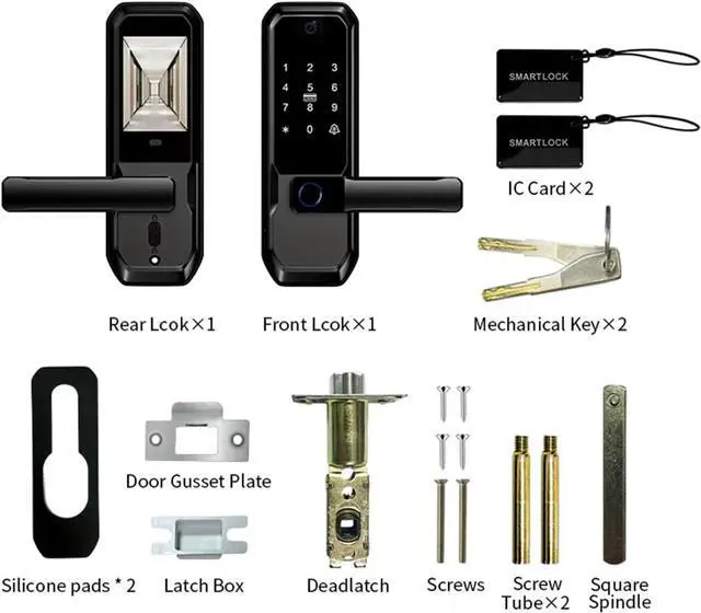 Alt view image 6 of 7 - 3D Face Recognition Smart Door Lock with Visual Peephole & One-Touch Handle-WiFi Smart Door Lock, Camera Doorbell, Fingerprint (Black)