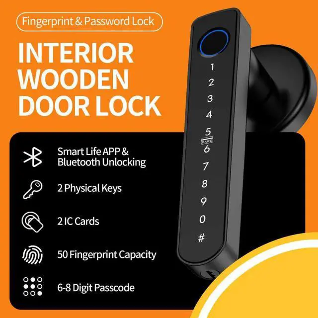 Alt view image 2 of 6 - Smart Fingerprint Door Lock, Keyless Password Electronic Lock with Digital Keypad, Security Entry Door Lock for Home, Hotel and Apartment(Silver)