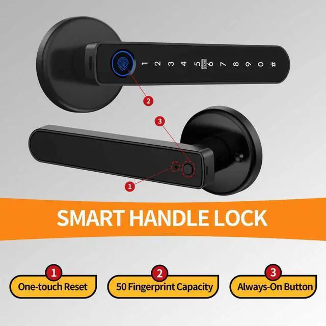 Alt view image 5 of 6 - Smart Fingerprint Door Lock, Keyless Password Electronic Lock with Digital Keypad, Security Entry Door Lock for Home, Hotel and Apartment(Silver)