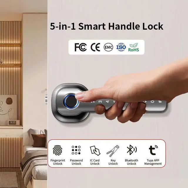 Alt view image 2 of 7 - Smart Fingerprint Door Lock with APP Remote Management, Keyless Electronic Password Lock, Biometric Security Entry Lock for Home Apartment Office