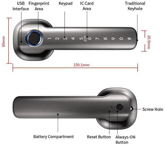 Alt view image 4 of 7 - Smart Fingerprint Door Lock with APP Remote Management, Keyless Electronic Password Lock, Biometric Security Entry Lock for Home Apartment Office