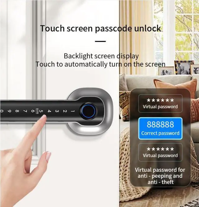 Alt view image 5 of 7 - Smart Fingerprint Door Lock with APP Remote Management, Keyless Electronic Password Lock, Biometric Security Entry Lock for Home Apartment Office