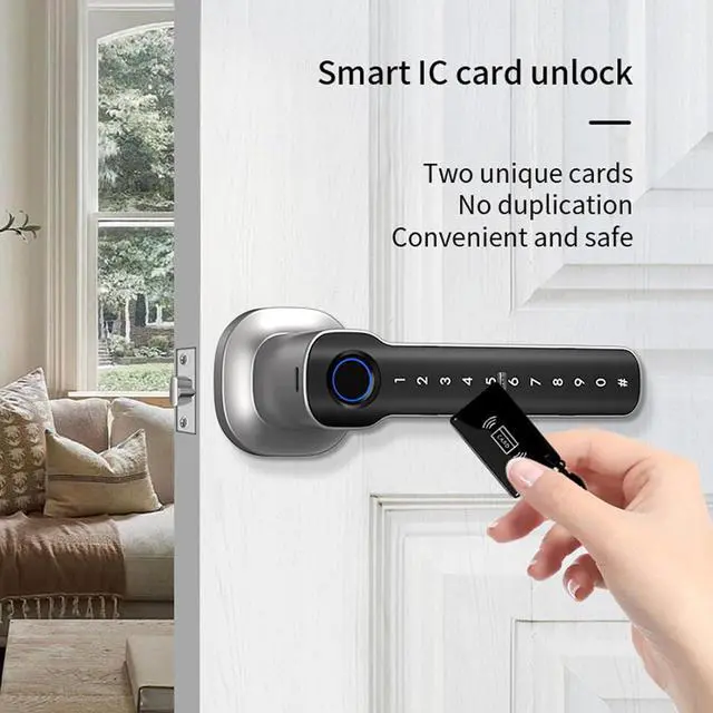Alt view image 2 of 7 - Smart Fingerprint Door Lock with APP Remote Management, Keyless Electronic Password Lock, Biometric Security Entry Lock for Home Apartment Office (Nickel)