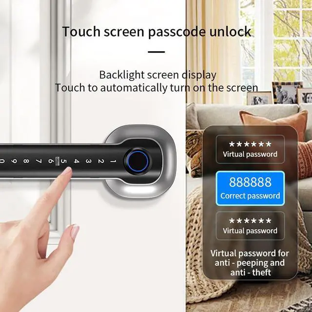 Alt view image 4 of 7 - Smart Fingerprint Door Lock with APP Remote Management, Keyless Electronic Password Lock, Biometric Security Entry Lock for Home Apartment Office (Nickel)