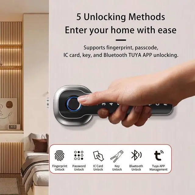 Alt view image 6 of 7 - Smart Fingerprint Door Lock with APP Remote Management, Keyless Electronic Password Lock, Biometric Security Entry Lock for Home Apartment Office (Nickel)