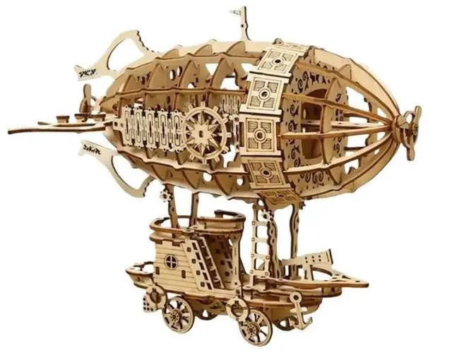 Main image of 3D Wooden Airship Puzzle Mechanical Transmission Simulation Model, DIY Hand-Assembled Creative Toy Gift