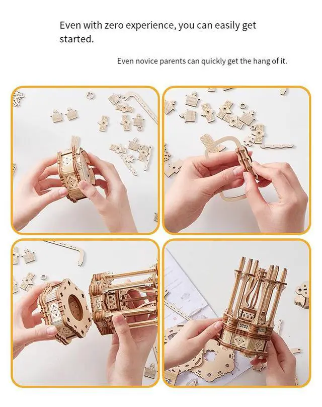 Alt view image 6 of 7 - 3D Wooden Airship Puzzle Mechanical Transmission Simulation Model, DIY Hand-Assembled Creative Toy Gift