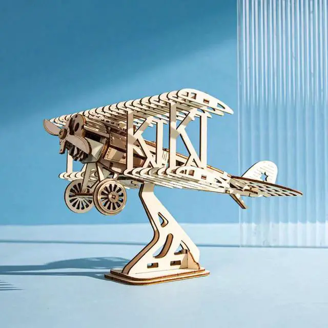 Alt view image 4 of 7 - 3D Wooden Airplane Puzzle Model, DIY Wooden Building Kit, Creative Aircraft Assembly Toy, Educational Craft Gift for Kids and Model Hobbyists