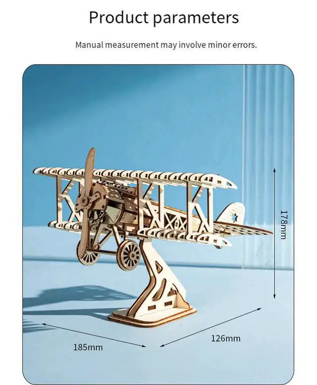 Alt view image 5 of 7 - 3D Wooden Airplane Puzzle Model, DIY Wooden Building Kit, Creative Aircraft Assembly Toy, Educational Craft Gift for Kids and Model Hobbyists