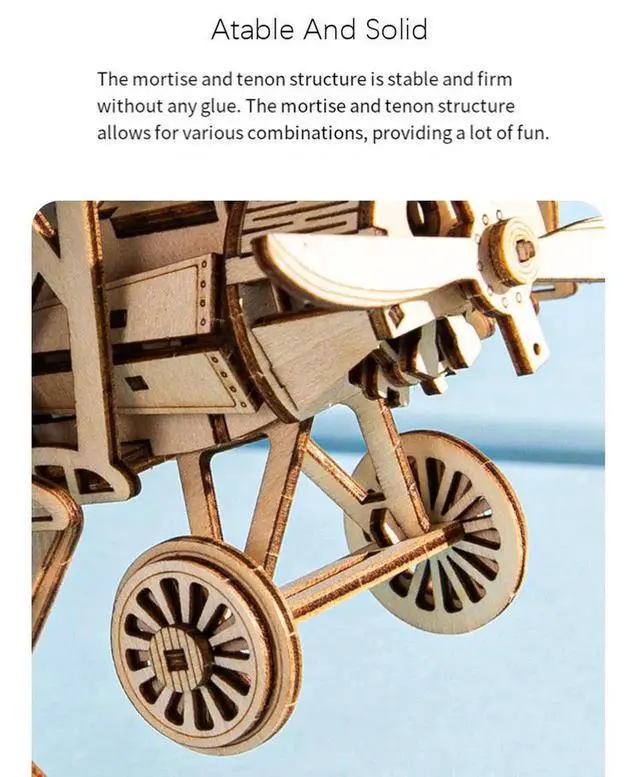 Alt view image 2 of 7 - 3D Wooden Airplane Puzzle Model, DIY Wooden Building Kit, Creative Aircraft Assembly Toy, Educational Craft Gift for Kids and Model Hobbyists