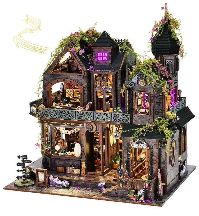 Main image of Magic Castle DIY Dollhouse Model Kit Handmade Wooden 3D Puzzle House , Miniature Furniture & Gothic Architecture, Creative Assembly Gift