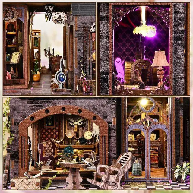 Alt view image 5 of 6 - Magic Castle DIY Dollhouse Model Kit Handmade Wooden 3D Puzzle House , Miniature Furniture & Gothic Architecture, Creative Assembly Gift