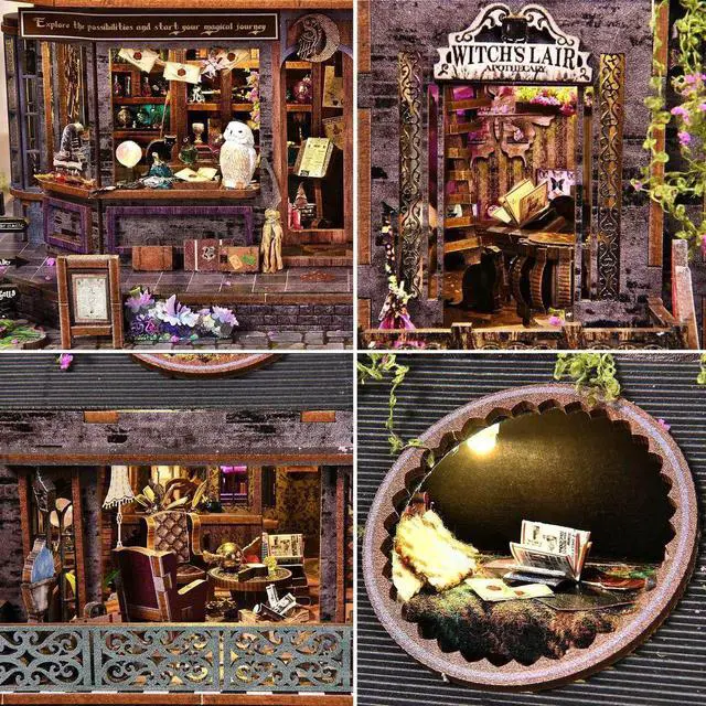 Alt view image 6 of 6 - Magic Castle DIY Dollhouse Model Kit Handmade Wooden 3D Puzzle House , Miniature Furniture & Gothic Architecture, Creative Assembly Gift