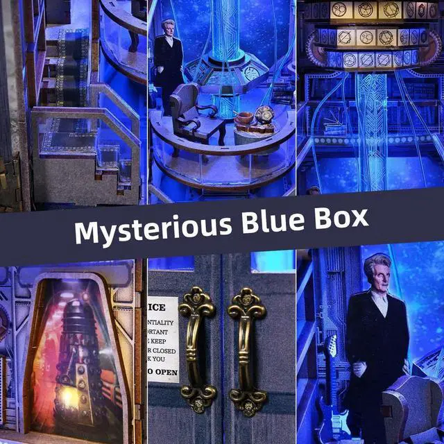 Alt view image 6 of 6 - DIY Magic Mystery Phone Booth Book Nook Kit, Miniature Wooden House Model, Bookshelf Insert Decor, Handmade Assembly Craft Gift