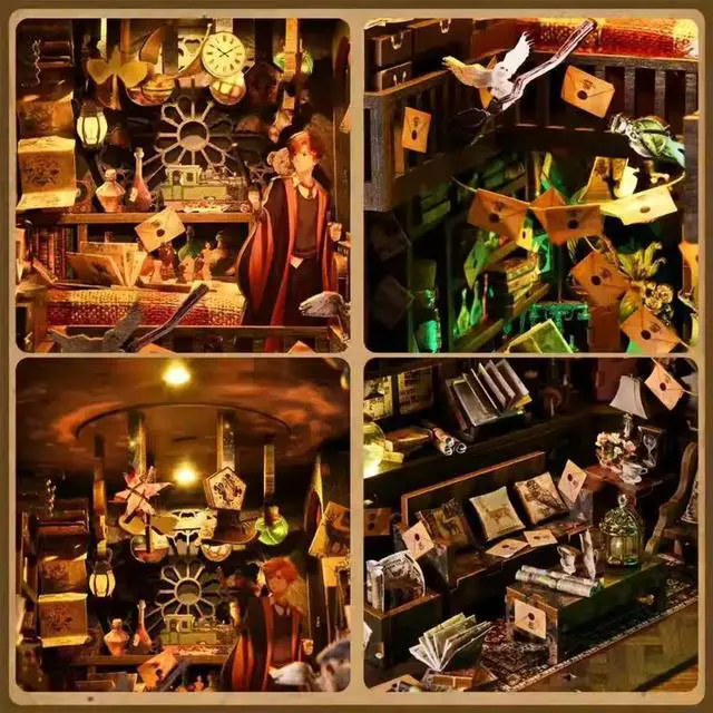 Alt view image 5 of 7 - Magic House DIY Wooden Bookend 3D Puzzle Model Kit, Handmade Assembly Art Craft, Creative Birthday Gift
