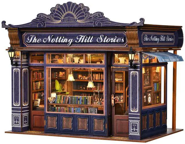 Main image of DIY Miniature House Kit, Dollhouse Fantastic Book Store for Adults to Build, Birthday/Christmas Day Gift for Family and Friends, Prefab Tiny Home with LED Lights,The Notting Hill Stories