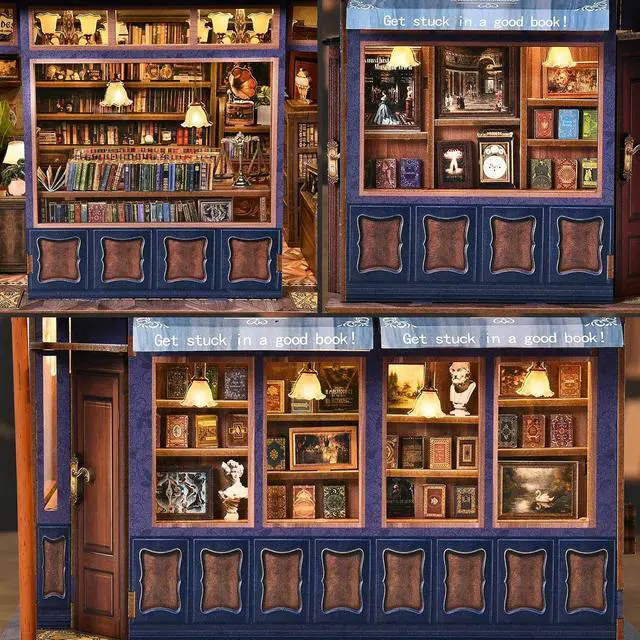 Alt view image 2 of 7 - DIY Miniature House Kit, Dollhouse Fantastic Book Store for Adults to Build, Birthday/Christmas Day Gift for Family and Friends, Prefab Tiny Home with LED Lights,The Notting Hill Stories