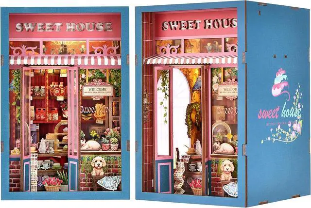 Main image of Book Nook Kit, Book Nook Kits for Adults DIY Booknook Model Build | DIY 3D Wooden Puzzle Bookend Booknook Bookshelf Insert Miniature Dollhouse Kit for Home Decoration