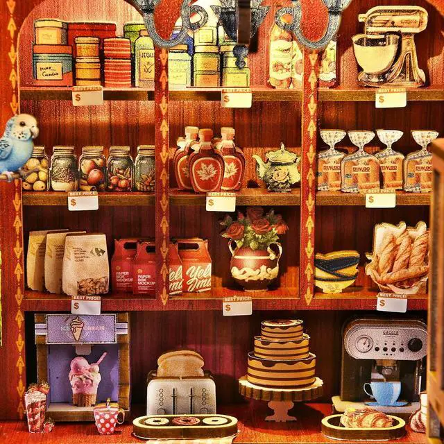 Alt view image 6 of 6 - Book Nook Kit, Book Nook Kits for Adults DIY Booknook Model Build | DIY 3D Wooden Puzzle Bookend Booknook Bookshelf Insert Miniature Dollhouse Kit for Home Decoration