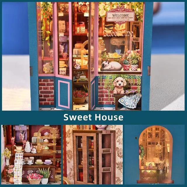 Alt view image 2 of 6 - Book Nook Kit, Book Nook Kits for Adults DIY Booknook Model Build | DIY 3D Wooden Puzzle Bookend Booknook Bookshelf Insert Miniature Dollhouse Kit for Home Decoration