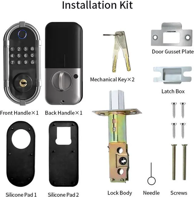Alt view image 3 of 6 - Smart Fingerprint Door Lock, Automatic Electronic Security Lock with Password Keypad, Keyless Biometric Entry Lock for Home Front Doors and Apartments(Nickel)