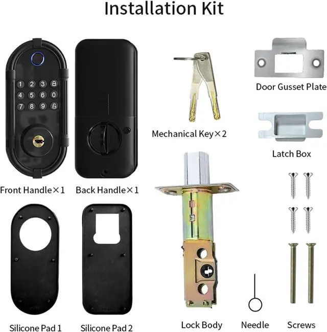 Alt view image 3 of 7 - Smart Fingerprint Door Lock, Automatic Electronic Security Lock with Password Keypad, Keyless Biometric Entry Lock for Home Front Doors and Apartments(Black)