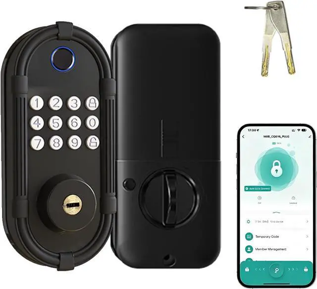Main image of Smart Fingerprint Door Lock, Automatic Electronic Security Lock with Password Keypad, Keyless Biometric Entry Lock for Home Front Doors and Apartments(Black)