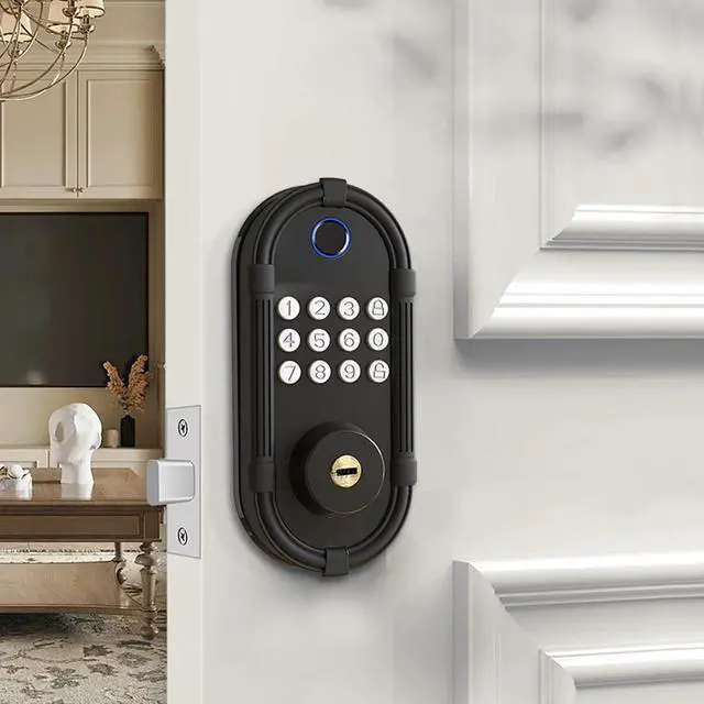 Alt view image 2 of 7 - Smart Fingerprint Door Lock, Automatic Electronic Security Lock with Password Keypad, Keyless Biometric Entry Lock for Home Front Doors and Apartments(Black)