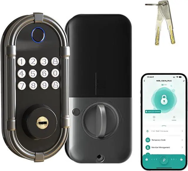 Main image of Smart Fingerprint Door Lock, Automatic Electronic Security Lock with Password Keypad, Keyless Biometric Entry Lock for Home Front Doors and Apartments(Gray)